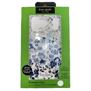 kate spade Clear Floral iPhone 6.9" Pro Max Case in Blue and Silver